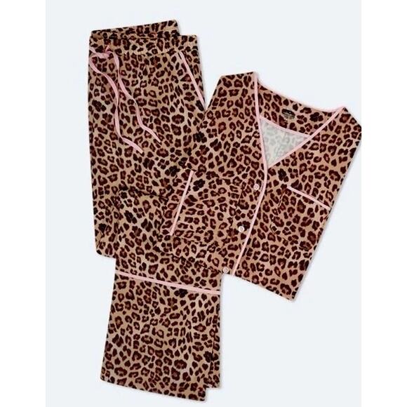 Summersalt Cloud 9 Silky Pajama Set XL Leopard Matching Cozy Glam Sleepwear - Picture 2 of 11